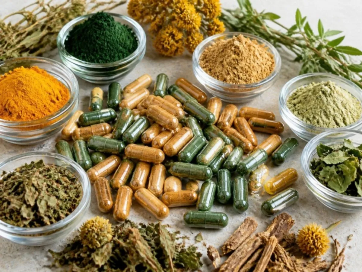 Capsules filled with herbal and botanical powders